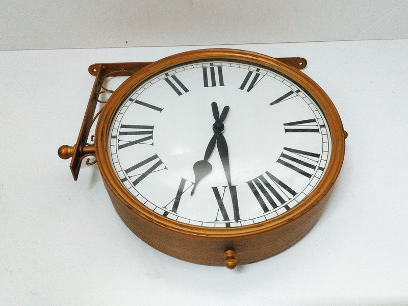 reloj pared cristal metal dorado 30.5-38x37x7 1u